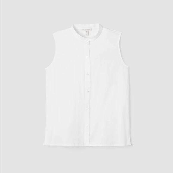 NWT Eileen Fisher Washed Organic Cotton Poplin Sleeveless Shirt - Picture 2 of 11